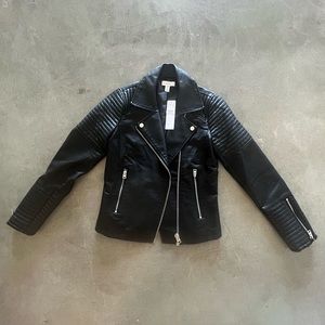 New Topshop Faux Leather Motto Jacket (Black size:4)